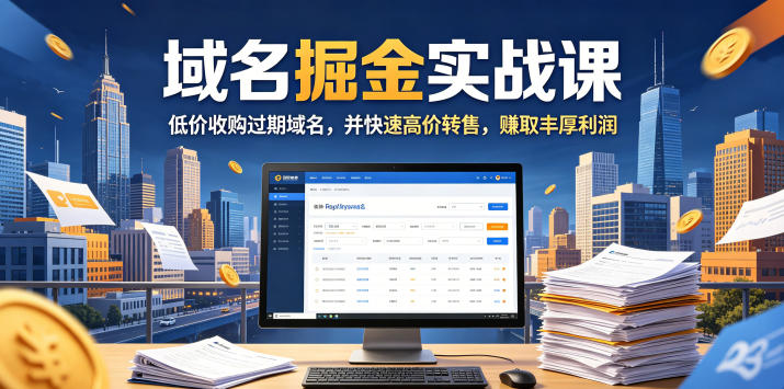 域名交易掘金实战课，低价收购过期域名，并快速高价转售，賺取丰厚利润【原创双语字幕】-云启智联