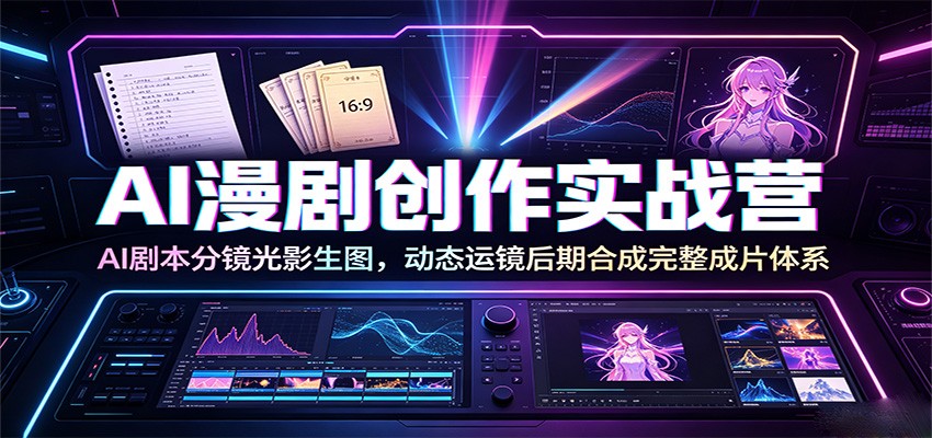 AI漫剧创作实战营：AI剧本分镜光影生图，动态运镜后期合成完整成片体系-云启智联