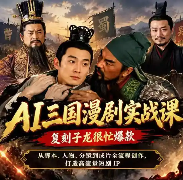 抖音14W粉博主同款AI三国漫剧实战课，复刻子龙很忙爆款，从脚本、人物、分镜到成片全流程创作，打造高流量短剧IP-云启智联
