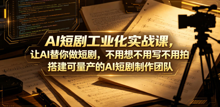 AI短剧工业化实战课，让AI替你做短剧，不用想不用写不用拍，搭建可量产的AI短剧制作团队-云启智联