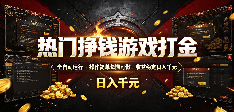 热门挣钱游戏打金，全自动运行，操作简单长期可做，收益稳定日入千元，新手可做【揭秘】-云启智联
