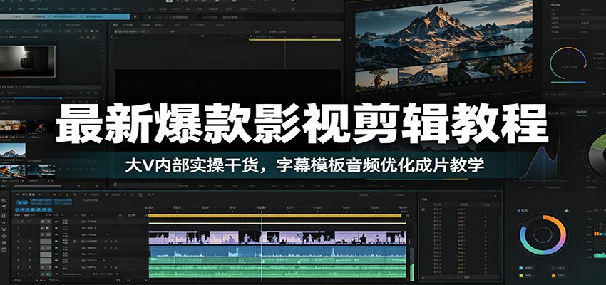 最新爆款影视剪辑教程：大V内部实操干货，字幕模板音频优化成片教学-云启智联