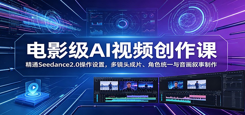电影级AI视频创作课：精通Seedance2.0操作设置，多镜头成片、角色统一与音画叙事制作-云启智联