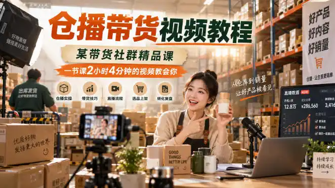仓播带货视频教程，某带货社群精品课，一节课2小时4分钟的视频教会你-云启智联