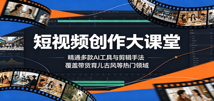 短视频创作大课堂：精通多款AI工具与剪辑手法，覆盖带货、育儿、古风等热门领域-云启智联