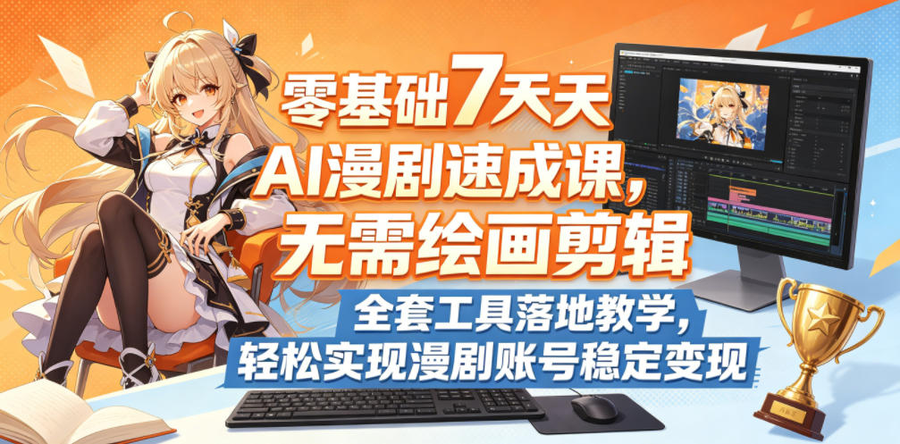零基础7天AI漫剧速成课，无需绘画剪辑，全套工具落地教学，轻松实现漫剧账号稳定变现-云启智联