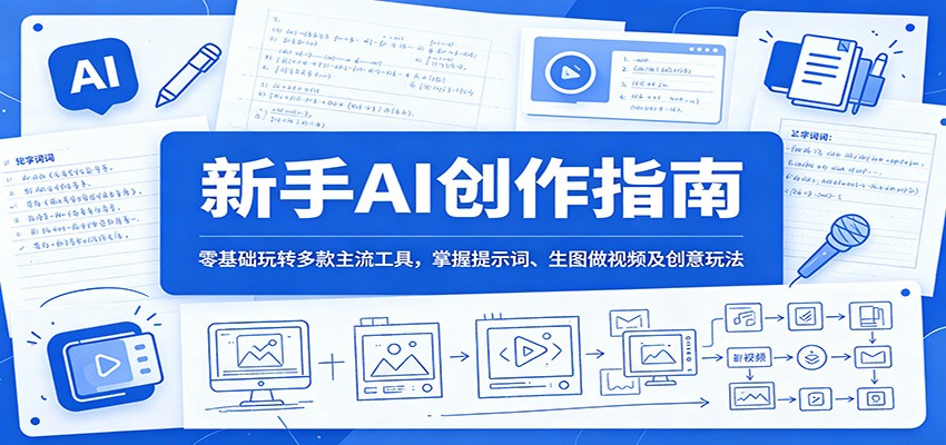 新手AI创作指南：零基础玩转多款主流工具，掌握提示词、生图做视频及创意玩法-云启智联