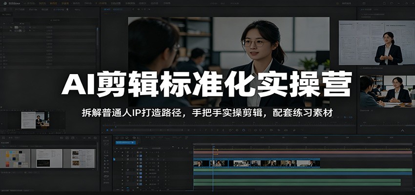 AI剪辑标准化实操营：拆解普通人IP打造路径，手把手实操剪辑，配套练习素材-云启智联