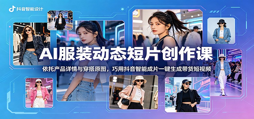 AI服装动态短片创作课:依托产品详情与穿搭原图,巧用抖音智能成片一键生成带货短视频-云启智联
