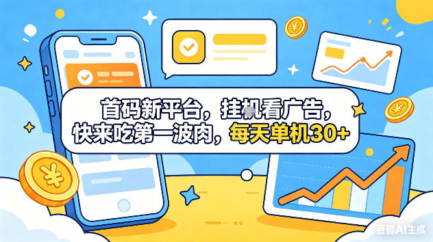 首码新平台，挂G自动看广告，快来吃第一波肉，每天单机30+，可矩阵放大【揭秘】-云启智联