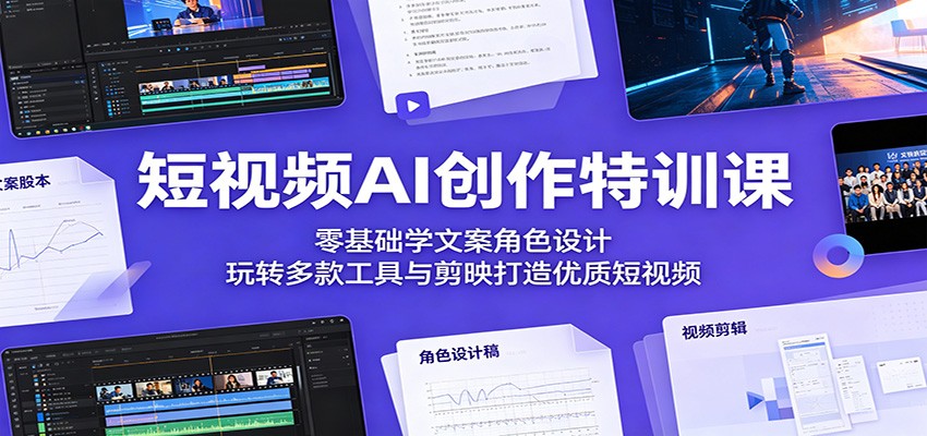 短视频AI创作特训课：零基础学文案角色设计，玩转多款工具与剪映打造优质短视频-云启智联