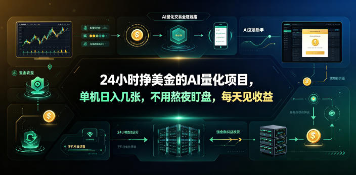 24小时挣美金的AI量化项目，单机日入几十美刀，不用熬夜盯盘，每天见收益【揭秘】-云启智联