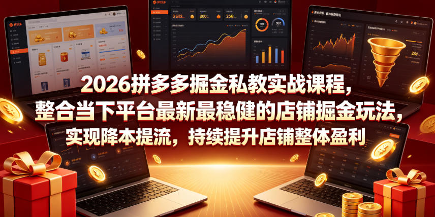 2026拼多多掘金私教实战课程，整合当下平台最新最稳健的店铺掘金玩法，实现降本提流，持续提升店铺整体盈利-云启智联