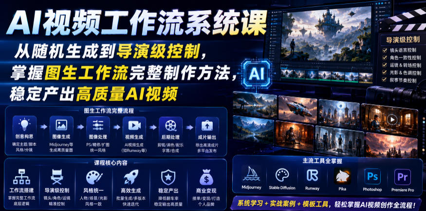 AI视频工作流系统课，从随机生成到导演级控制，掌握图生工作流完整制作方法，稳定产出高质量AI视频-云启智联