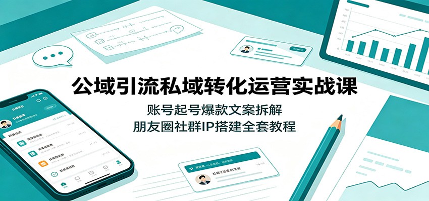 公域引流私域转化运营实战课：账号起号爆款文案拆解，朋友圈社群IP搭建全套教程-云启智联