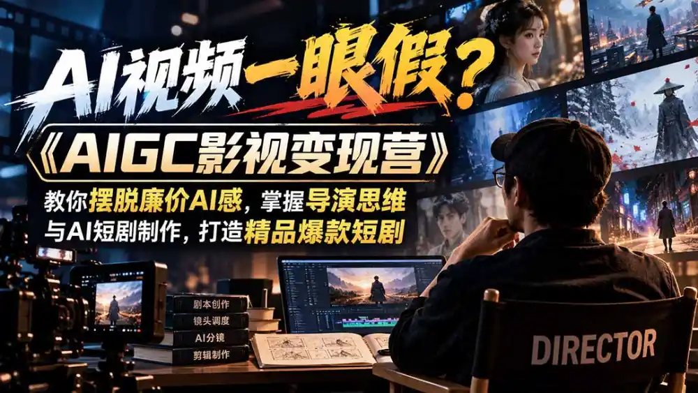 【无水印】AI视频一眼假?《AIGC影视变现营》教你摆脱廉价AI感,掌握导演思维与AI短剧制作,打造精品爆款短剧-云启智联