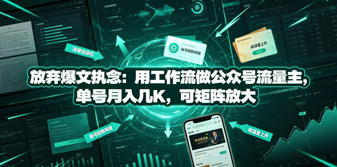 放弃爆文执念：用工作流做公众号流量主，单号月入几K，可矩阵放大-云启智联