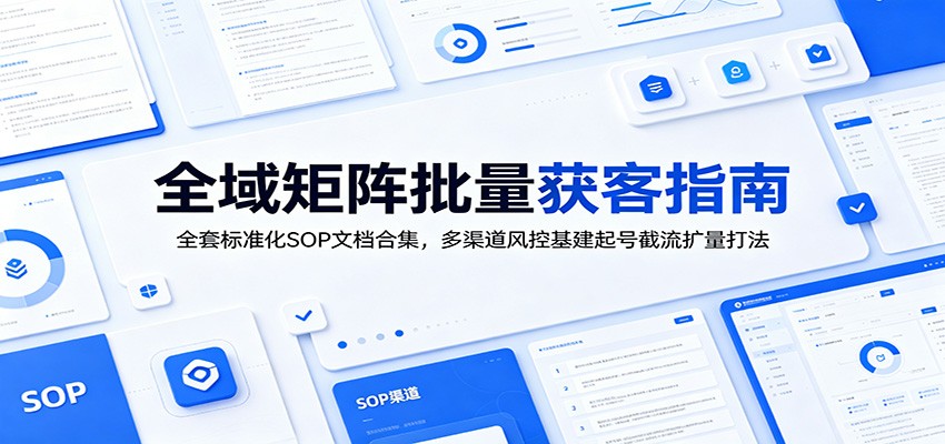 全域矩阵批量获客指南：全套标准化SOP文档合集，多渠道风控基建起号截流扩量打法-云启智联