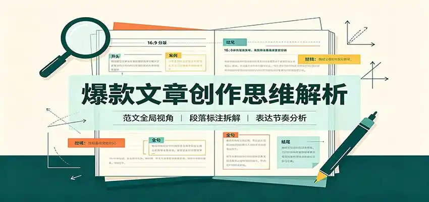 爆款文章创作思维解析：全局视角拆解范文，梳理行文逻辑，搭配真实拆文实操案例-云启智联