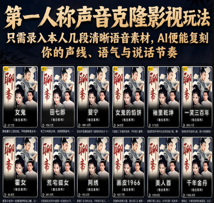 第一人称声音克隆影视玩法，只需录入本人几段清晰语音素材，AI便能复刻你的声线、语气与说话节奏-云启智联