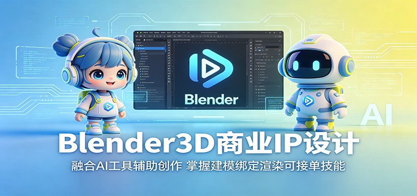 Blender3D商业IP设计：融合AI工具辅助创作，掌握建模绑定渲染可接单技能-云启智联