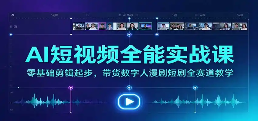 AI短视频全能实战课:零基础剪辑起步,带货数字人漫剧短剧全赛道教学-云启智联