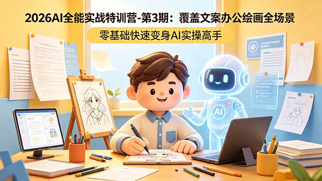 2026AI全能实战特训营-第3期：覆盖文案办公绘画全场景 零基础快速变身AI实操高手-云启智联