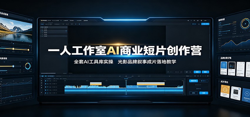 一人工作室AI商业短片创作营：全套AI工具库实操，光影品牌叙事成片落地教学-云启智联