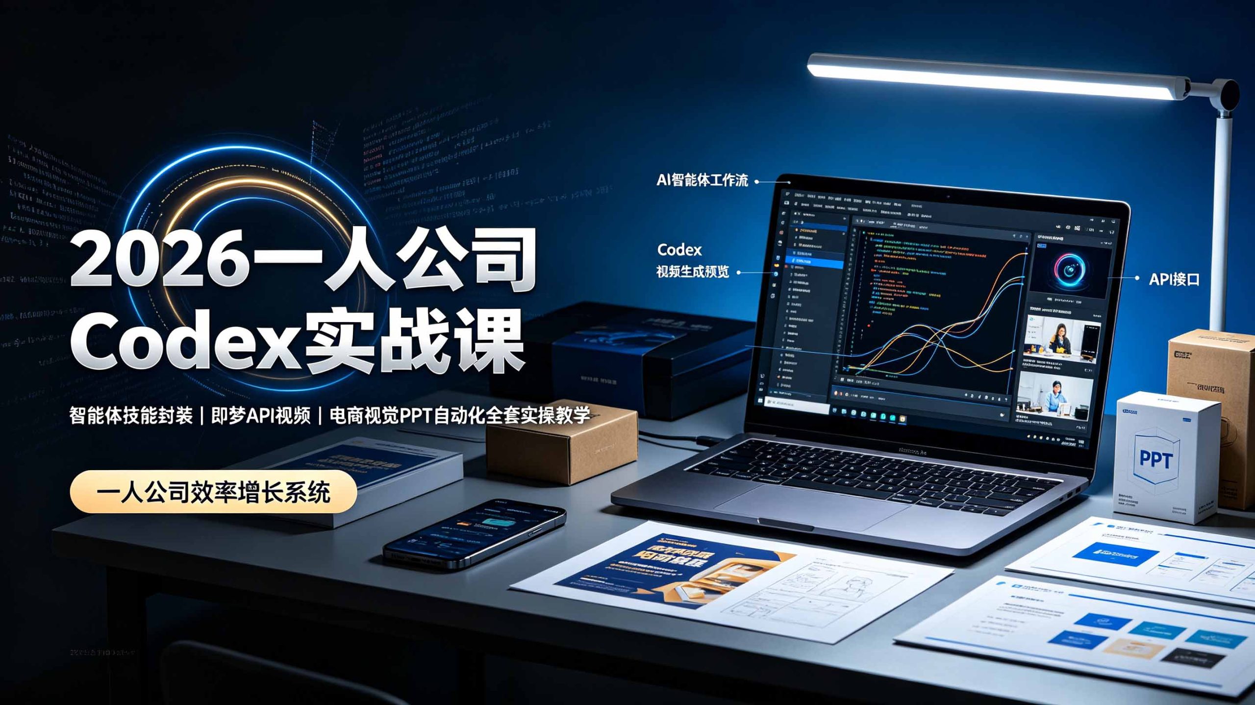 2026一人公司Codex实战课◆智能体技能封装｜即梦API视频｜电商视觉PPT自动化全套实操教学-云启智联