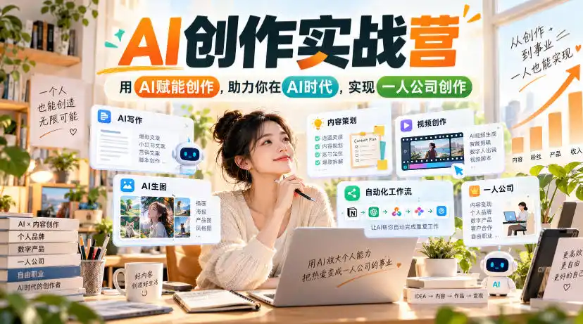 AI创作实战营,用AI赋能创作,助力你在AI时代,实现一人公司创作(更新)-云启智联