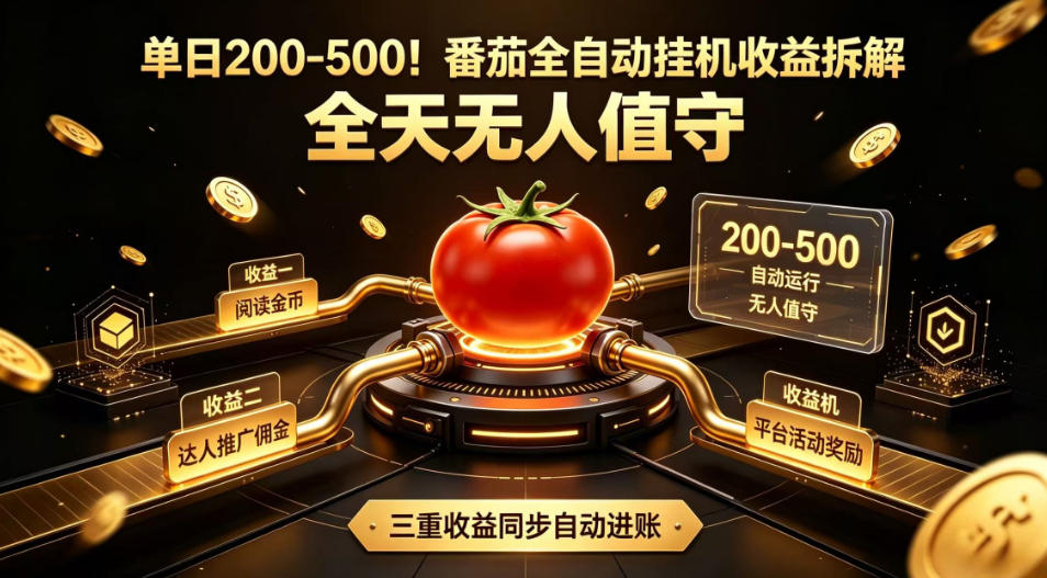 单日200-500！番茄全自动挂G收益拆解，全天无人值守，矩阵操作收益翻倍【揭秘】-云启智联