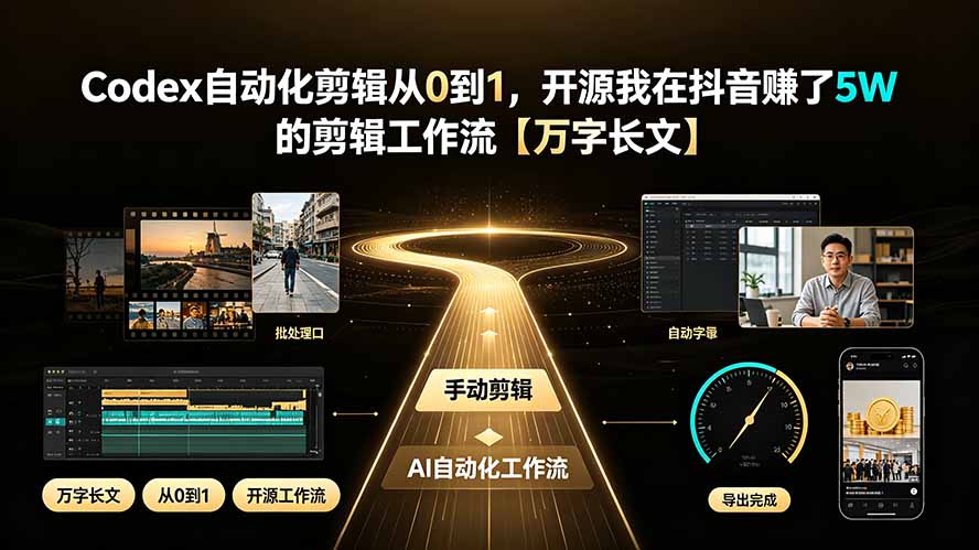 Codex自动化剪辑从0到1，开源我在抖音赚了5W 的剪辑工作流【万字长文】-云启智联