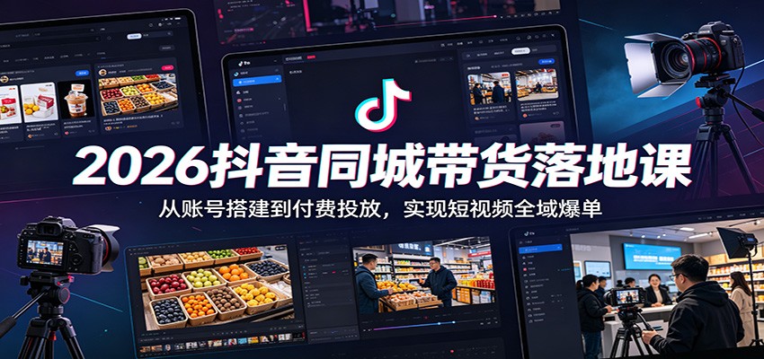 2026抖音同城带货落地课：从账号搭建到付费投放，实现短视频全域爆单-云启智联