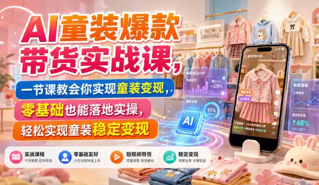 AI童装爆款带货实战课，一节课教会你实现童装变现，零基础也能落地实操-云启智联
