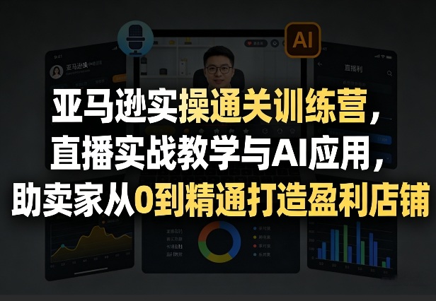 亚马逊实操通关训练营，直播实战教学与AI应用，助卖家从0到精通打造盈利店铺(更新5月23日)-云启智联