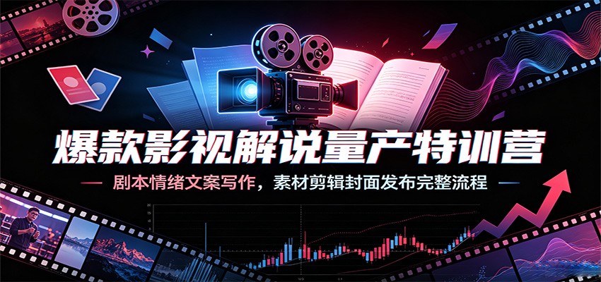 爆款影视解说量产特训营：剧本情绪文案写作，素材剪辑封面发布完整流程-云启智联