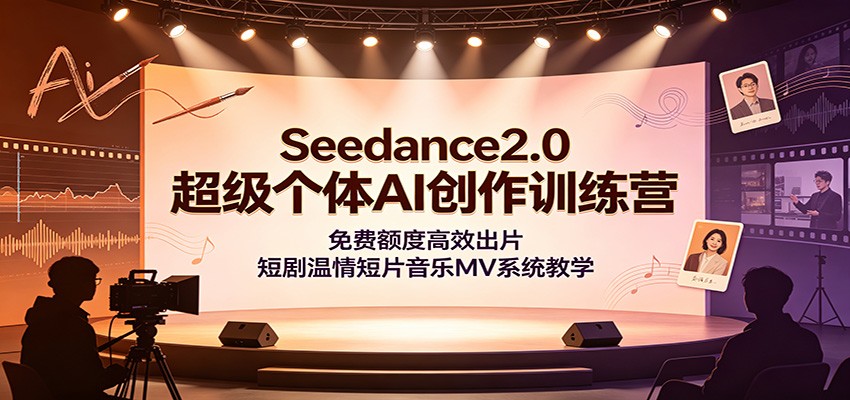 Seedance2.0超级个体AI创作训练营：免费额度高效出片，短剧温情短片音乐MV系统教学-云启智联