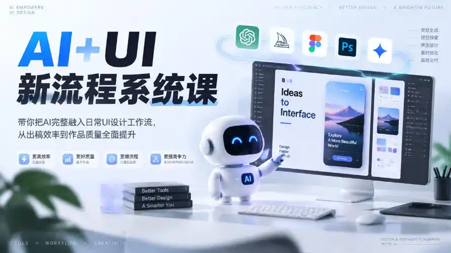 【无水印】AI+UI新流程系统课，带你把AI完整融入日常UI设计工作流，从出稿效率到作品质量全面提升(2026第4期)-云启智联