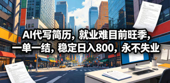 AI代写简历,就业难目前旺季,一单一结,稳定日入800,永不失业-云启智联