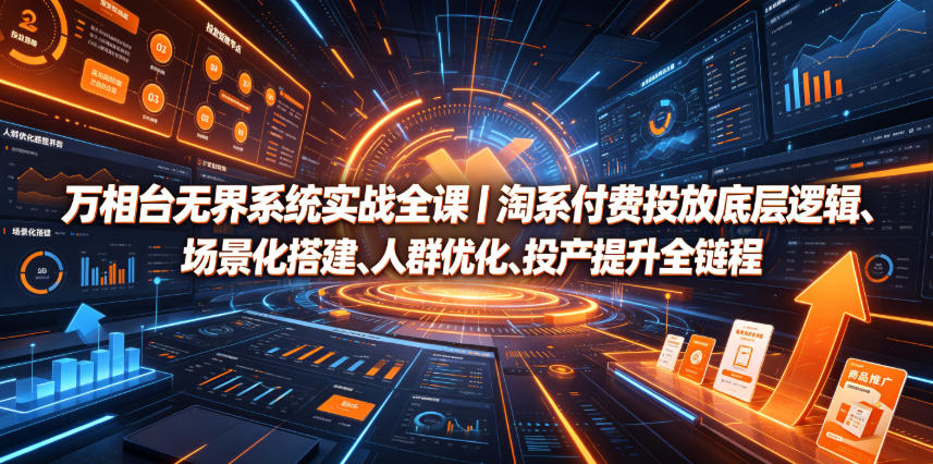 万相台无界系统实战全课｜淘系付费投放底层逻辑、场景化搭建、人群优化、投产提升全链路运营教程-云启智联