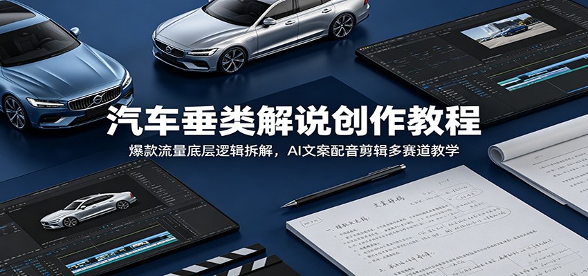 汽车垂类解说创作教程：爆款流量底层逻辑拆解，AI文案配音剪辑多赛道教学-云启智联
