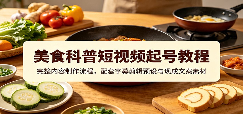 美食科普短视频起号教程：完整内容制作流程，配套字幕剪辑预设与现成文案素材-云启智联