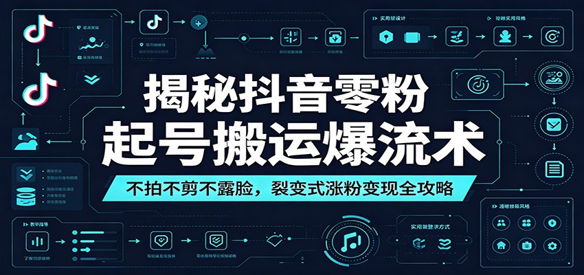 揭秘抖音零粉起号搬运爆流术：不拍不剪不露脸，裂变式涨粉变现全攻略-云启智联