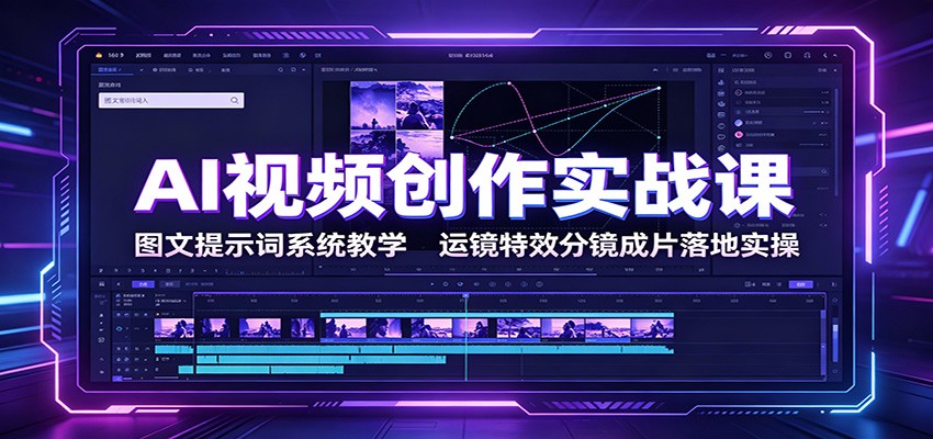 AI视频创作实战课：图文提示词系统教学，运镜特效分镜成片落地实操-云启智联