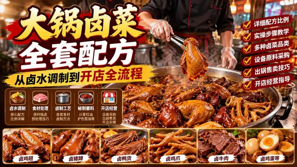 大锅卤菜全套配方,从卤水调制到开店全流程,感觉学会了去摆摊也不错-云启智联