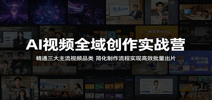 AI视频全域创作实战营：精通三大主流视频品类，简化制作流程实现高效批量出片-云启智联