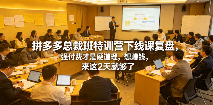 拼多多总裁班特训营下线课复盘，强付费才是硬道理，想賺钱，来这2天就够了-云启智联