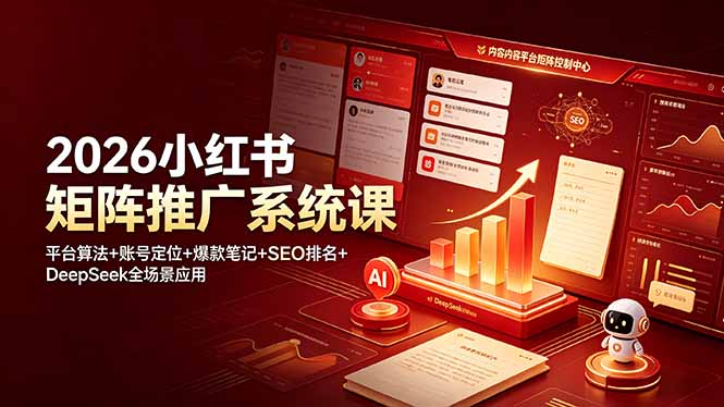 2026小红书矩阵推广系统课：平台算法+账号定位+爆款笔记+SEO排名+DeepSeek全场景应用-云启智联