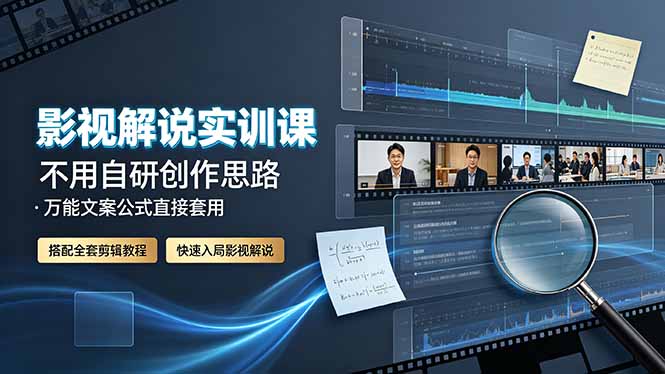 影视解说实训课：不用自研创作思路，万能文案公式直接套用，搭配全套剪辑教程，快速入局影视解说-云启智联
