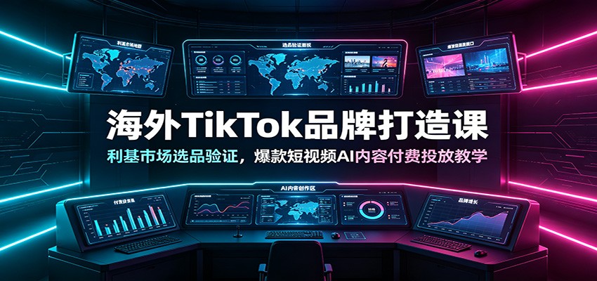 海外TikTok品牌打造课：利基市场选品验证，爆款短视频AI内容付费投放教学-云启智联